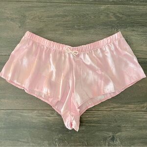 jessica simpson pink satin pj shorts with pearl bow detail